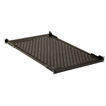 BIGtec 19″ 1HE schwerlast Fachbochen schwarz Tiefe 550mm 19″ Boden Fachboden , tiefenverstellbar T 350-700mm , für Netzwerkschränke, Serverschränke 19″ Rackrahmen , Traglast 80KG , Material: Stahlblech - 1