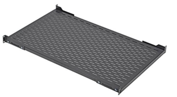 BIGtec 19″ 1HE schwerlast Fachbochen schwarz Tiefe 550mm 19″ Boden Fachboden , tiefenverstellbar T 350-700mm , für Netzwerkschränke, Serverschränke 19″ Rackrahmen , Traglast 80KG , Material: Stahlblech - 1