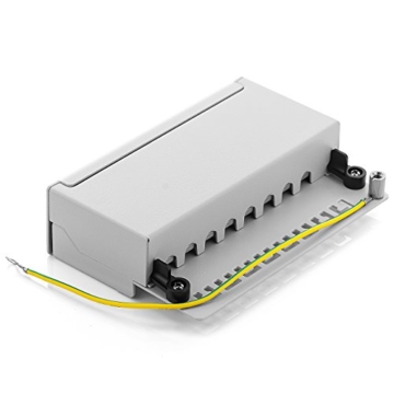 deleyCON CAT 6 Patchpanel Distributiepaneel 12-Poorts - Desktop & Wandbevestiging - Afgeschermd - 12x RJ45-Aansluiting - TIA568A TIA568B Lichtgrijs